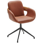 ARMLEHNSTUHL  Lederauswahl, Stoffauswahl, Typenauswahl, Sitzfläche 360° drehbar  Echtleder  - Eichefarben/Cognac, Natur, Leder/Holz (60/86/60cm) - Valnatura