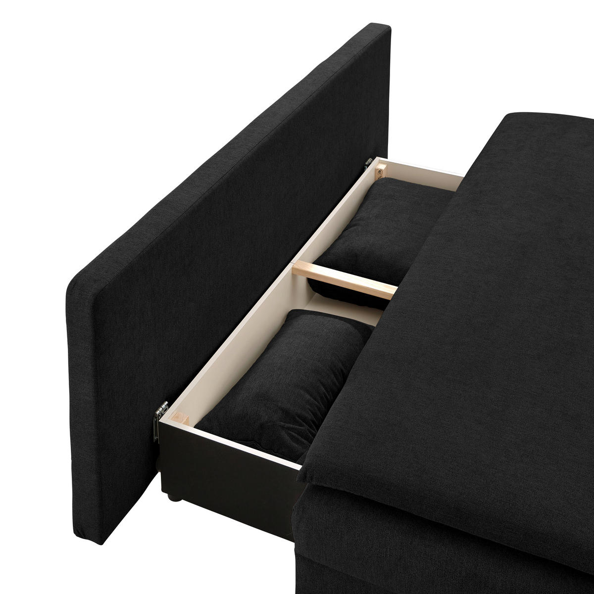 SCHLAFSOFA Samt Schwarz  - Schwarz, KONVENTIONELL, Kunststoff/Textil (207/94/90cm) - Carryhome