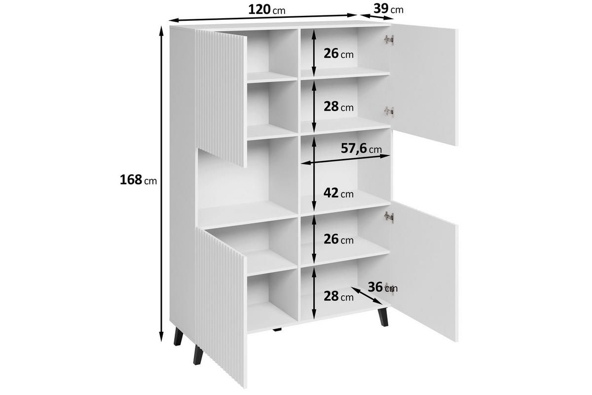 HIGHBOARD  in 120/172/39,1 cm  - Schwarz, Design, Holzwerkstoff/Kunststoff (120/172/39,1cm) - Livetastic