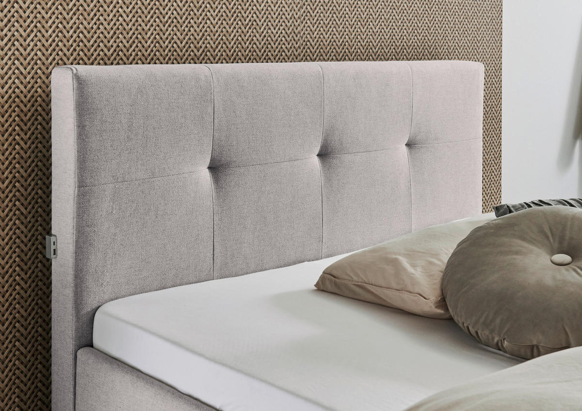 POLSTERBETT 140/200 cm  in Hellgrau  - Eichefarben/Hellgrau, MODERN, Holz/Textil (140/200cm) - Livetastic