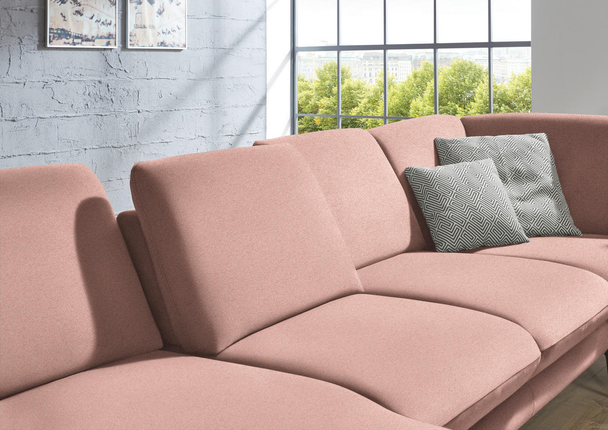WOHNLANDSCHAFT Altrosa Webstoff  - Schwarz/Altrosa, Design, Textil/Metall (180/344/208cm) - Dieter Knoll