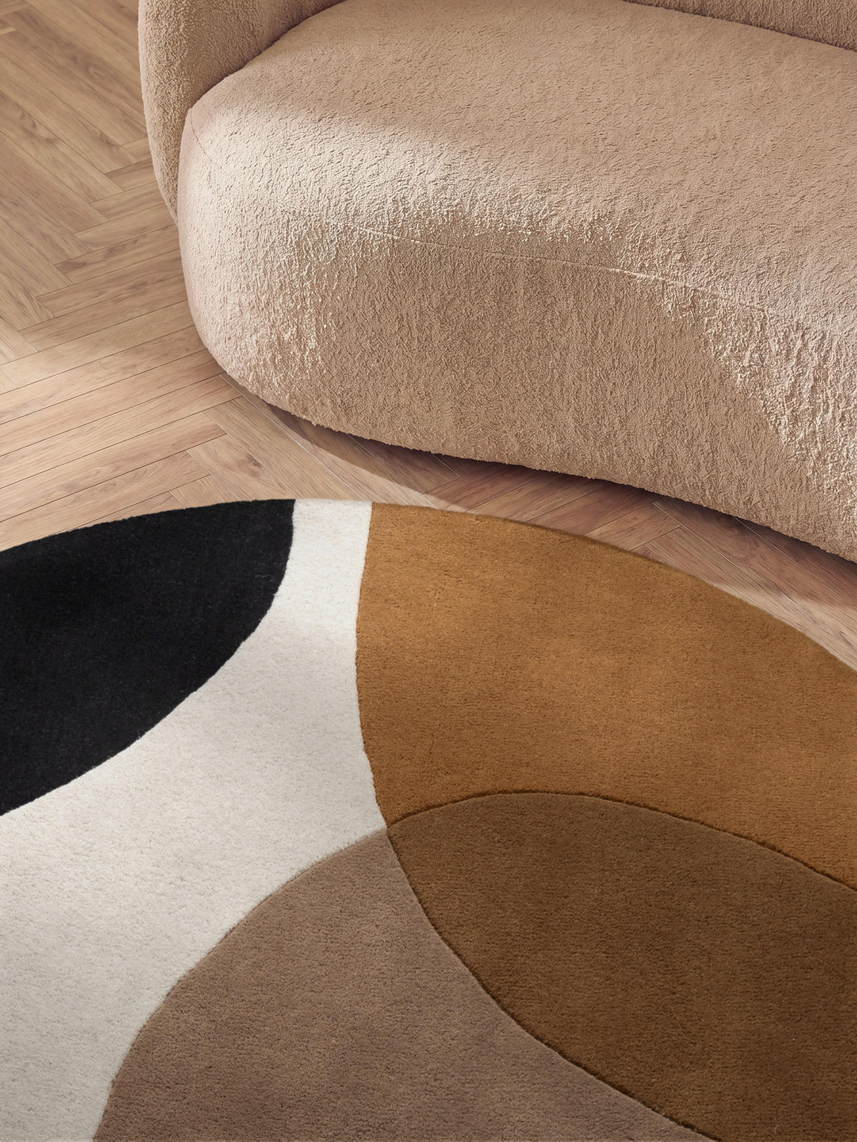 WOLLTEPPICH 200 cm Kollektion 1876 Ruvia Braun, Creme, Schwarz rund  - Creme/Schwarz, Basics, Textil (200cm) - Villeroy & Boch