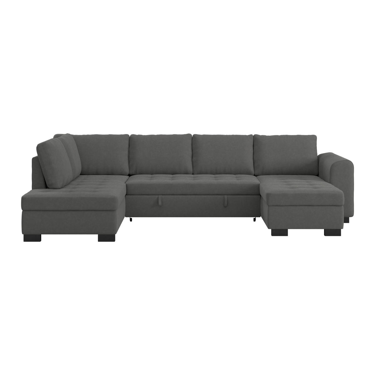WOHNLANDSCHAFT Anthrazit Mikrofaser  - Anthrazit/Schwarz, MODERN, Kunststoff/Textil (178/305/155cm) - P & B