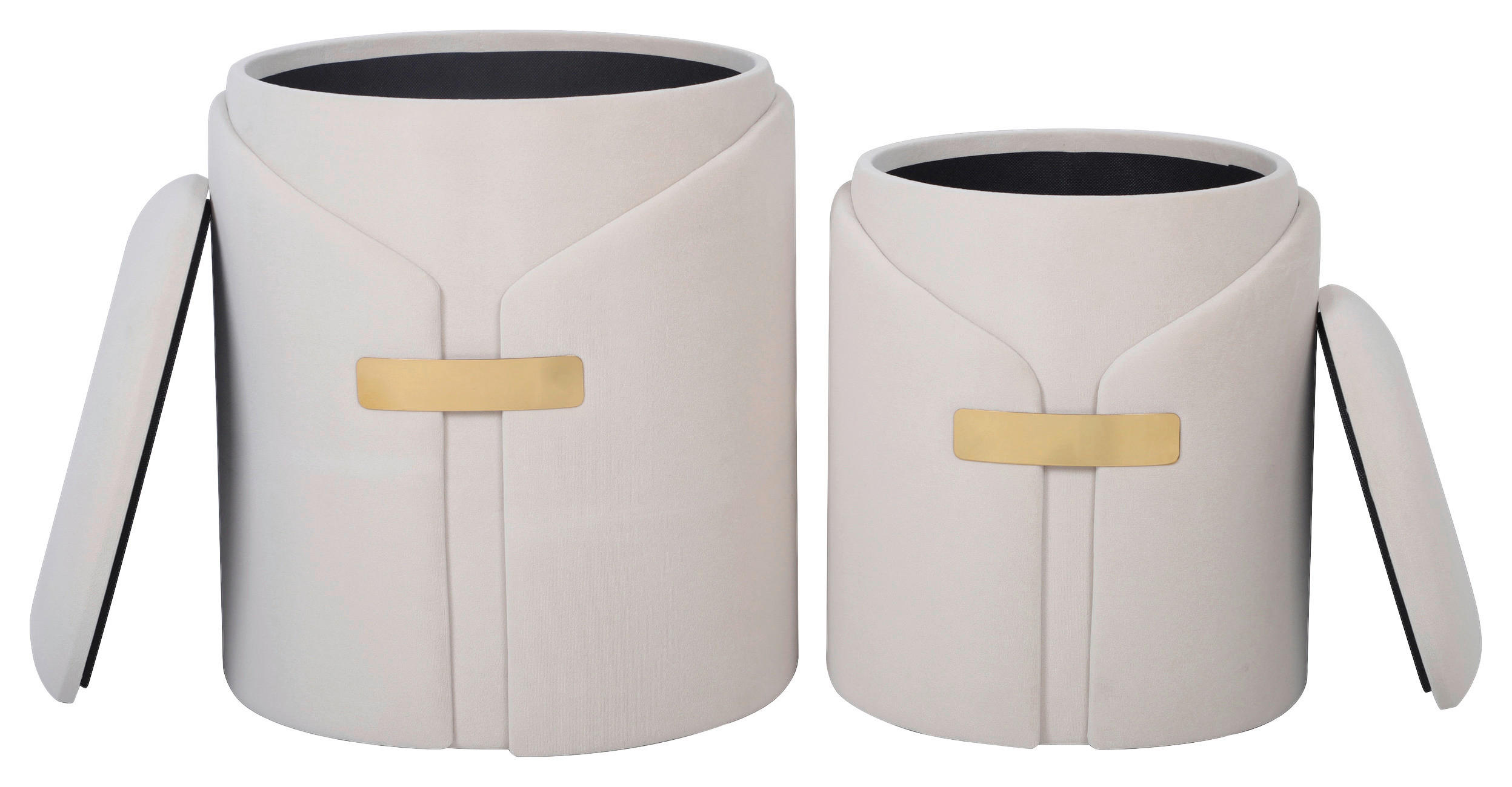 HOCKERSET in Beige  - Beige, Design, Textil (30,5+37cm) - Kayoom