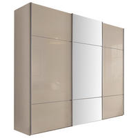 SCHWEBETÜRENSCHRANK 249/222/68 cm 3 Tür(en)-türig Sandfarben  - Sandfarben/Alufarben, Design, Glas/Holzwerkstoff (249/222/68cm) - Moderano
