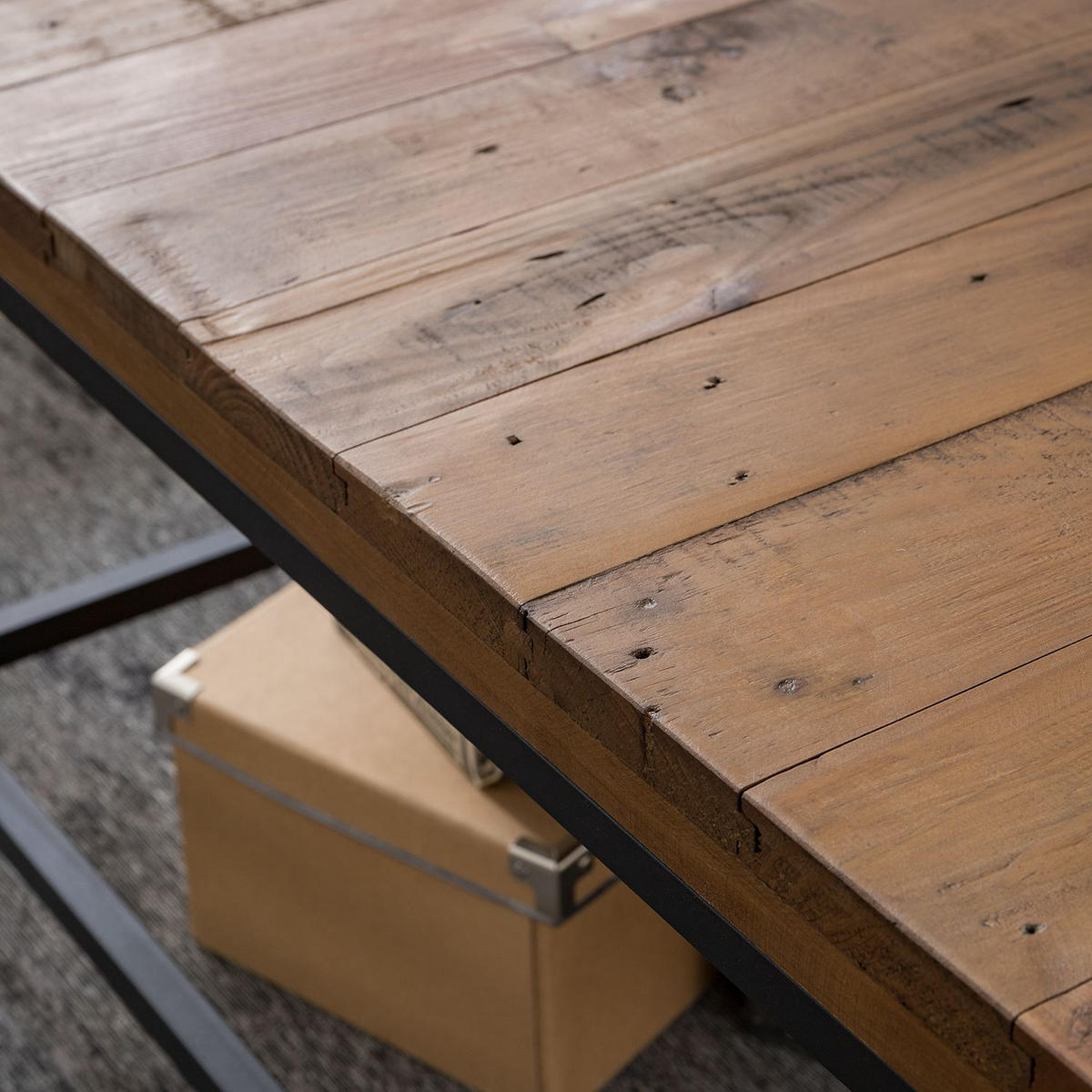 COUCHTISCH Kiefer massiv 90/90/45 cm quadratisch Schwarz, Dunkelbraun  - Dunkelbraun/Schwarz, MODERN, Holz/Metall (90/90/45cm) - home24