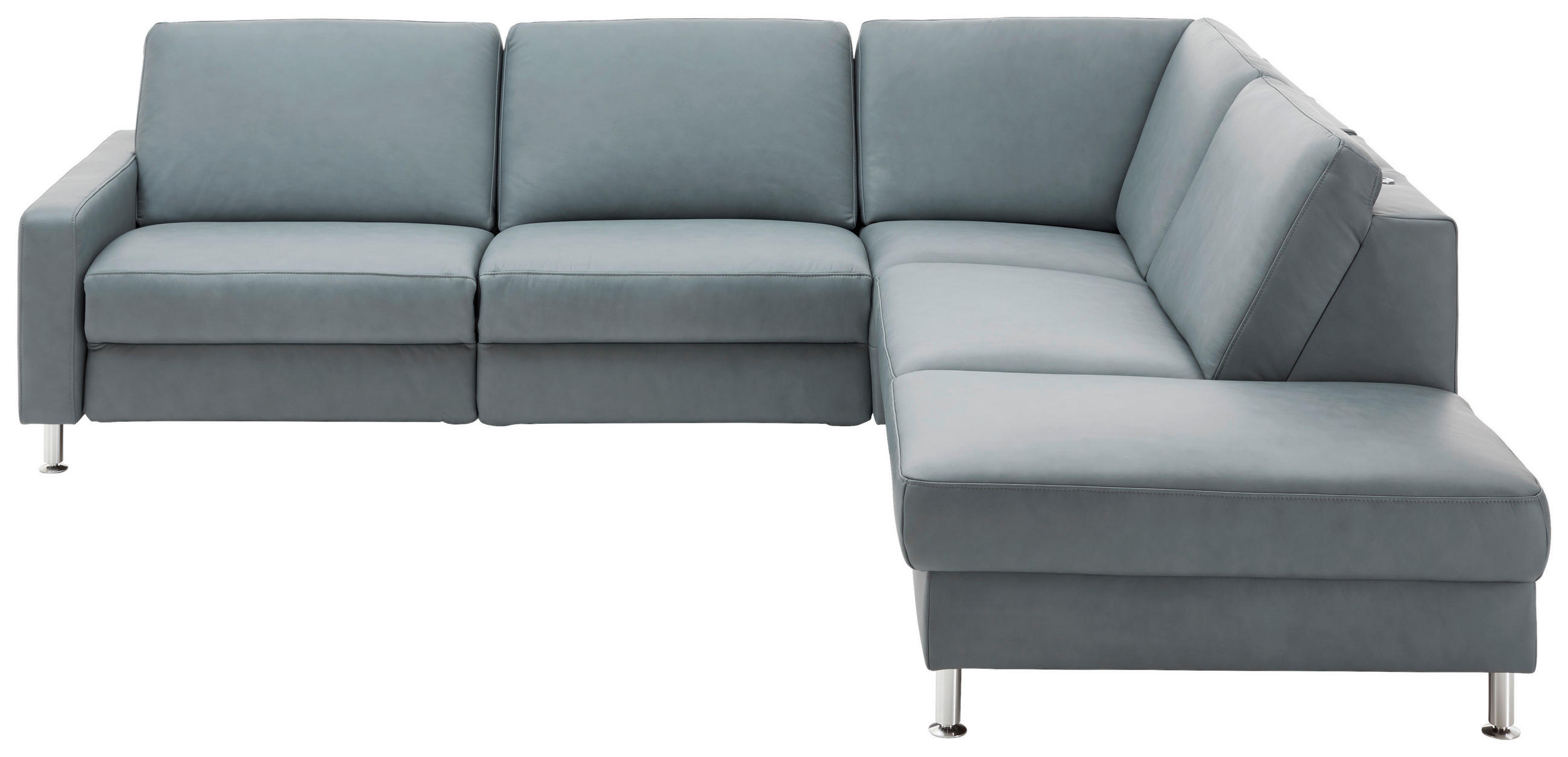 ECKSOFA  in Echtleder Grau  275/242 cm  - Alufarben/Grau, Design, Leder/Metall (275/242cm) - Dieter Knoll