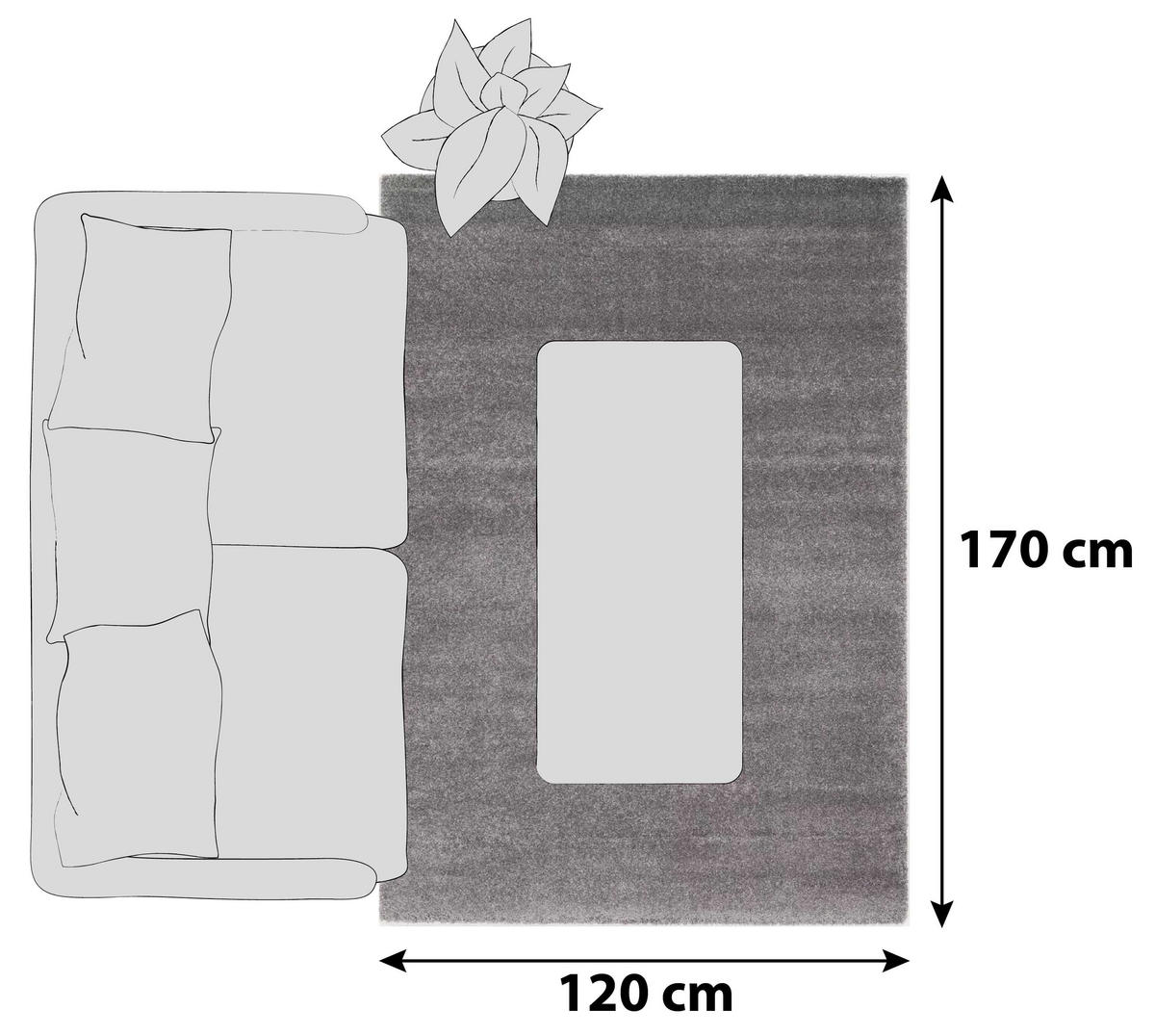 HOCHFLORTEPPICH 120/170 cm Bellevue Grau  - Grau, Basics, Textil (120/170cm) - Novel