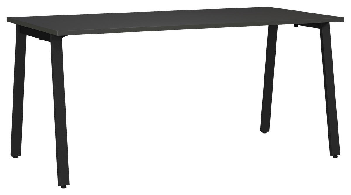 SCHREIBTISCH 160/80/75 cm, Graphitfarben, Schwarz, in verschiedenen Holz-Dekoren erhältlich, justierbare Füße  - Graphitfarben/Schwarz, MODERN, Holzwerkstoff/Metall (160/80/75cm) - Novel