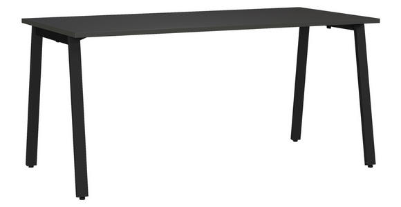 SCHREIBTISCH 160/80/75 cm, Graphitfarben, Schwarz, in verschiedenen Holz-Dekoren erhältlich, justierbare Füße  - Graphitfarben/Schwarz, MODERN, Holzwerkstoff/Metall (160/80/75cm) - Novel