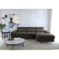 ECKSOFA in Mikrofaser Anthrazit  - Anthrazit/Silberfarben, Konventionell, Textil/Metall (182/82/259cm) - Trendmanufaktur