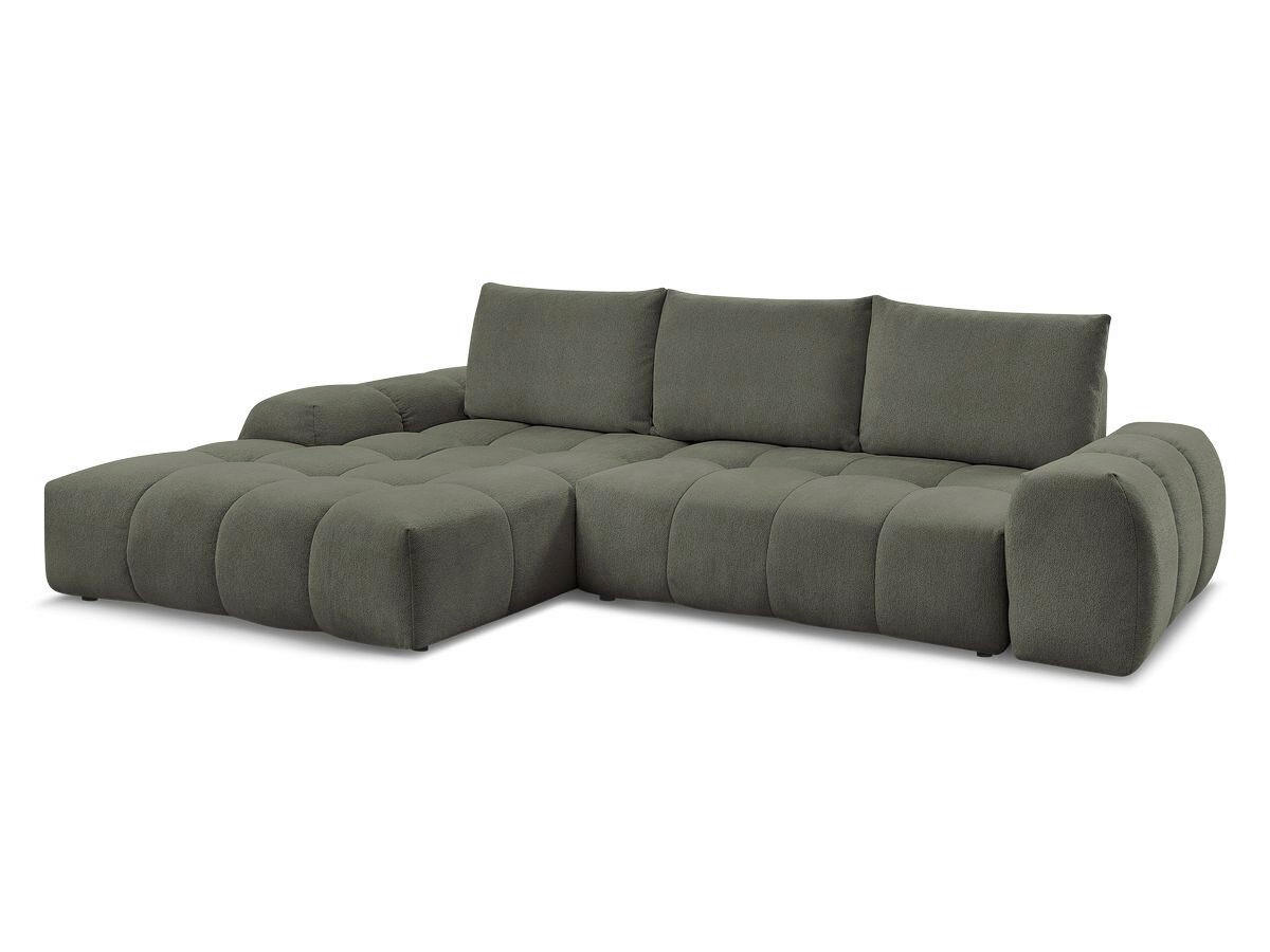 ECKSCHLAFSOFA EVEREST  mit Rücken echt, Armteil links, Armteil rechts Flachgewebe Grün  - Schwarz/Grün, MODERN, Kunststoff/Textil (180/318cm) - Livetastic