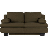 SCHLAFSOFA  mit Fußauswahl, Stoffauswahl, Schlafen auf Sitzhöhe, Rücken echt Flachgewebe Olivgrün  - Wengefarben/Olivgrün, KONVENTIONELL, Holz/Textil (203/94/100cm) - Novel