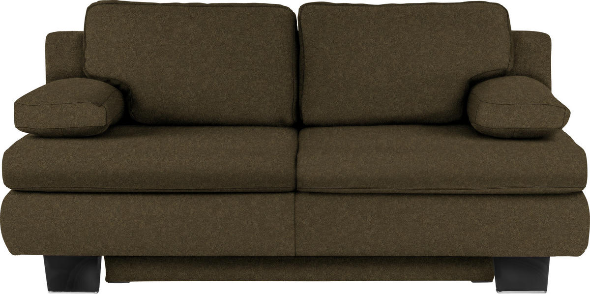 SCHLAFSOFA  mit Fußauswahl, Stoffauswahl, Schlafen auf Sitzhöhe, Rücken echt Flachgewebe Olivgrün  - Wengefarben/Olivgrün, KONVENTIONELL, Holz/Textil (203/94/100cm) - Novel