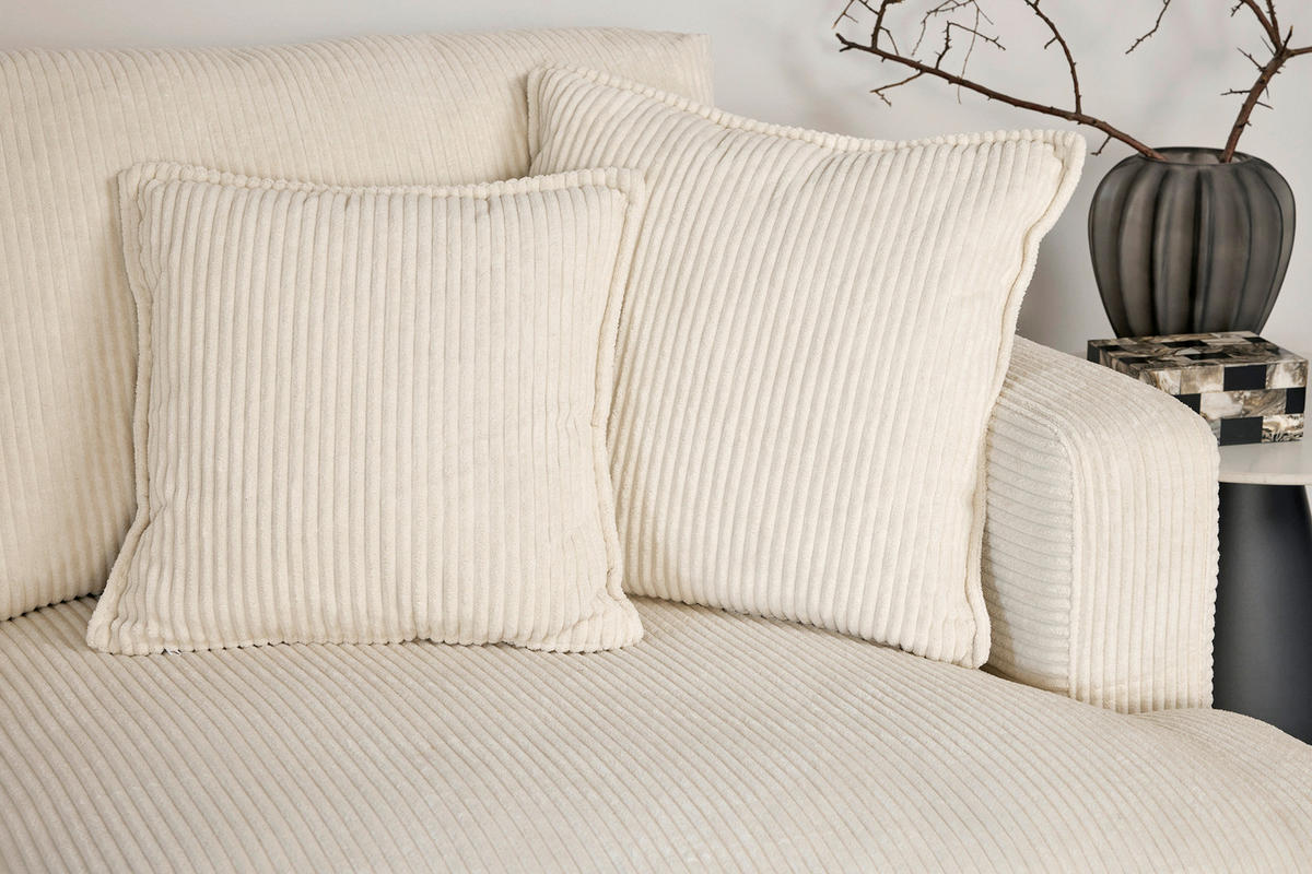 ECKSOFA  RELAX ASPEN CORNER M-L EU Weiß, Ecru Cord  - Ecru/Schwarz, MODERN, Holz/Textil (271/166cm) - Livetastic