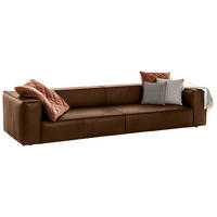 VIERSITZER-SOFA around the block Dunkelbraun Echtleder  - Dunkelbraun/Schwarz, MODERN, Leder/Kunststoff (300/66/104cm) - Chilliano