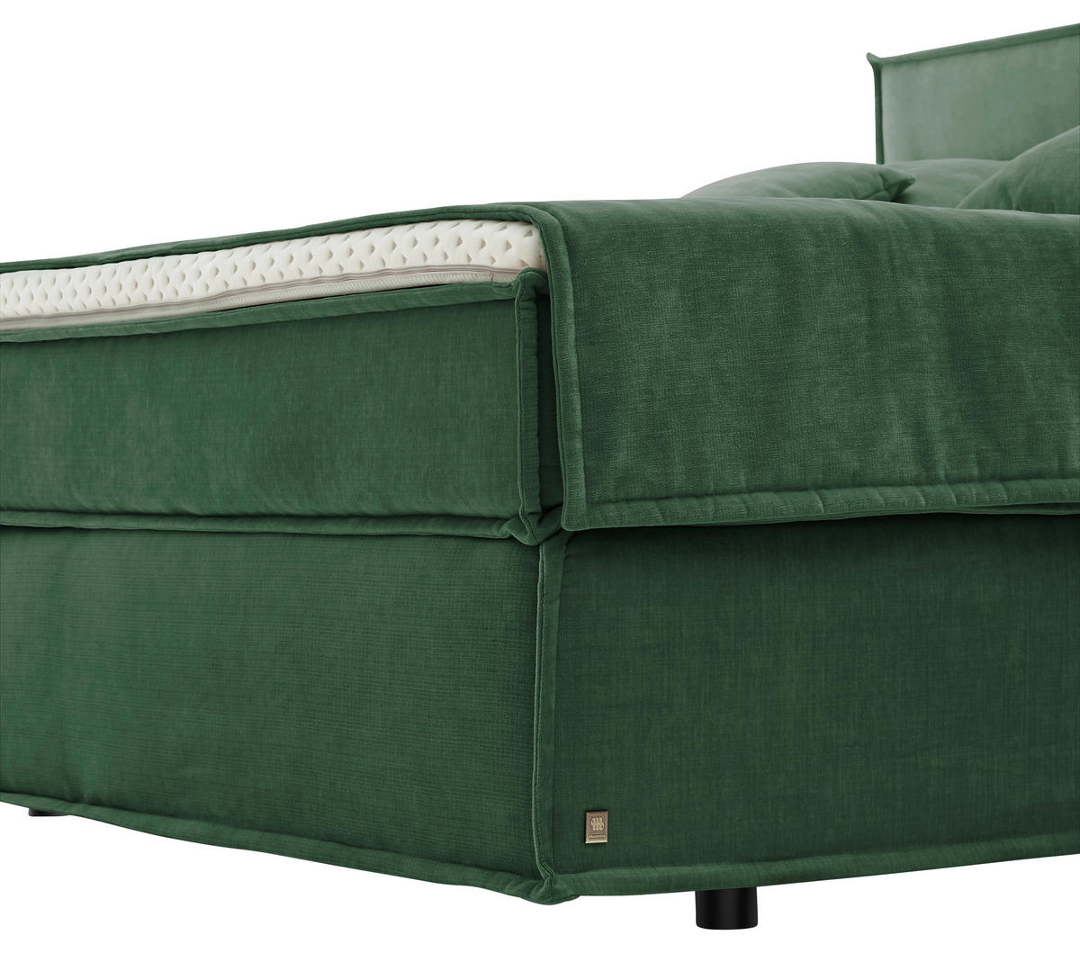 BOXSPRINGBETT 180/200 cm  in Dunkelgrün  - Dunkelgrün/Schwarz, Design, Textil (180/200cm) - Musterring