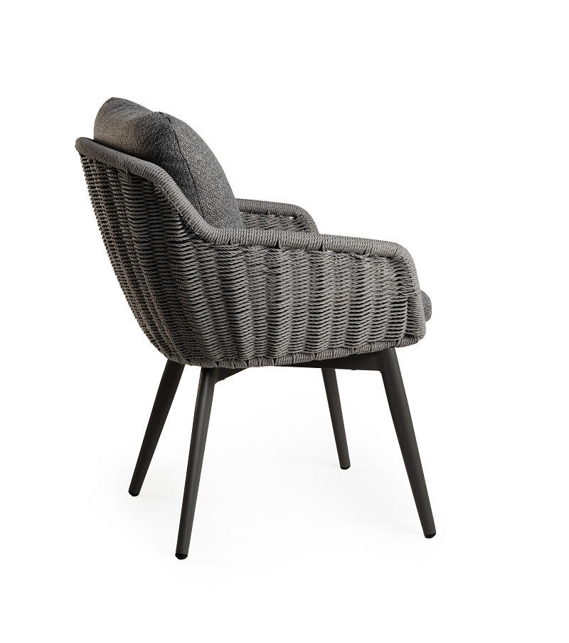 GARTENSTUHL Metall, Kunststoff, Textil Grau  - Anthrazit/Grau, Basics, Kunststoff/Textil (66/84/63cm) - Tierra Outdoor