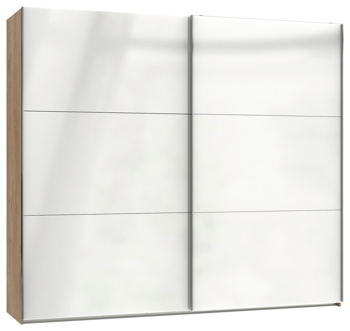 GARDEROB MED SKJUTDÖRRAR 250/216/65 cm 2-dörrar - vit/kromfärg, Modern, trämaterial (250/216/65cm) - MID.YOU