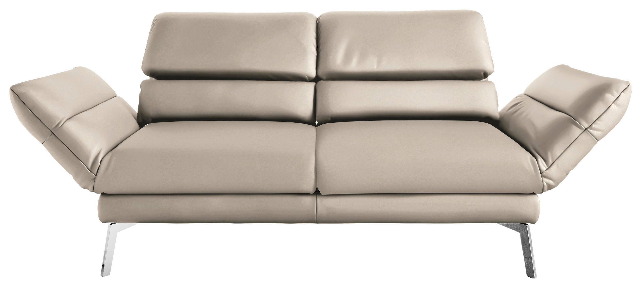 2-SITZER-SOFA in Echtleder Beige  - Chromfarben/Beige, Design, Leder/Metall (178-226/82/96-177cm) - Dieter Knoll