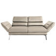 2-SITZER-SOFA Echtleder Beige  - Chromfarben/Beige, Design, Leder/Metall (178-226/82/96-177cm) - Dieter Knoll
