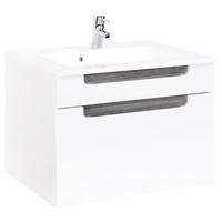 Waschtischkombination in 80 cm  - Weiss/Eichefarben, Modern, Holzwerkstoff/Stein (80cm) - Held