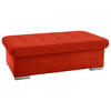 HOCKER in Textil Rot  - Silberfarben/Rot, Design, Textil/Metall (137/43/74cm) - Cantus