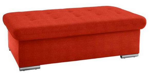 HOCKER in Textil Rot  - Silberfarben/Rot, Design, Textil/Metall (137/43/74cm) - Cantus