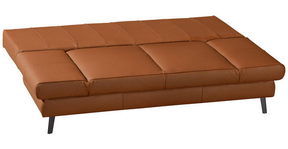 SCHLAFSOFA  in Echtleder Braun  - Schwarz/Braun, Design, Leder/Metall (200/85/90cm) - Novel
