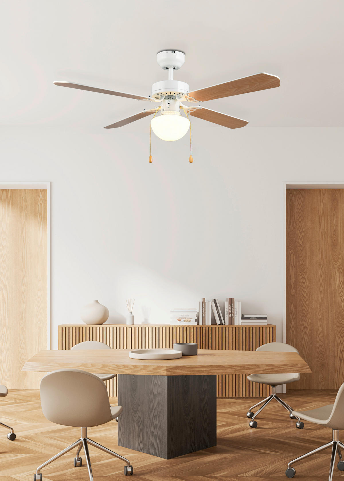 DECKENVENTILATOR - Braun/Weiß, Design, Naturmaterialien/Kunststoff (106.5/4cm)