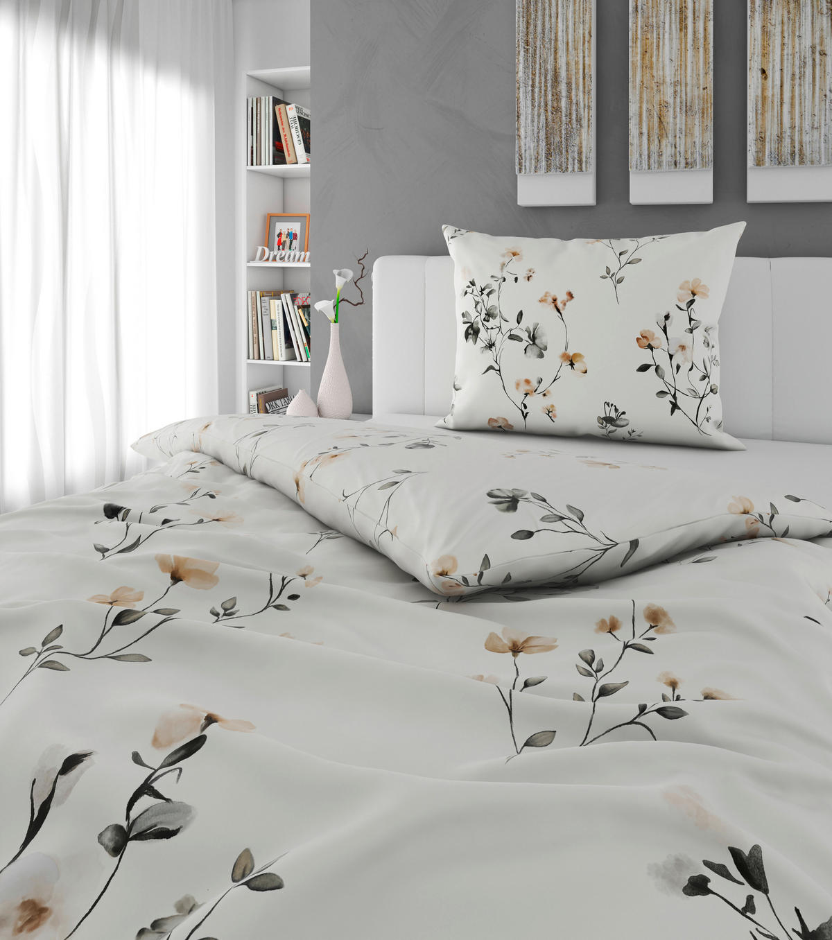 WENDEBETTWÄSCHE Mavie Satin 140/200 cm  - Naturfarben, KONVENTIONELL, Textil (140/200cm) - Esposa