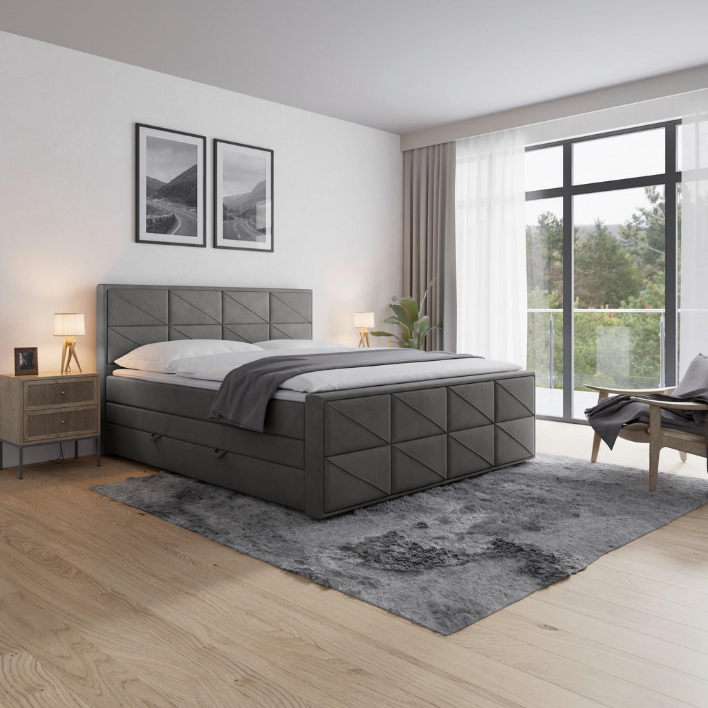 Boxspringbett Mit Topper & Bettkasten 180x200 Helsinki