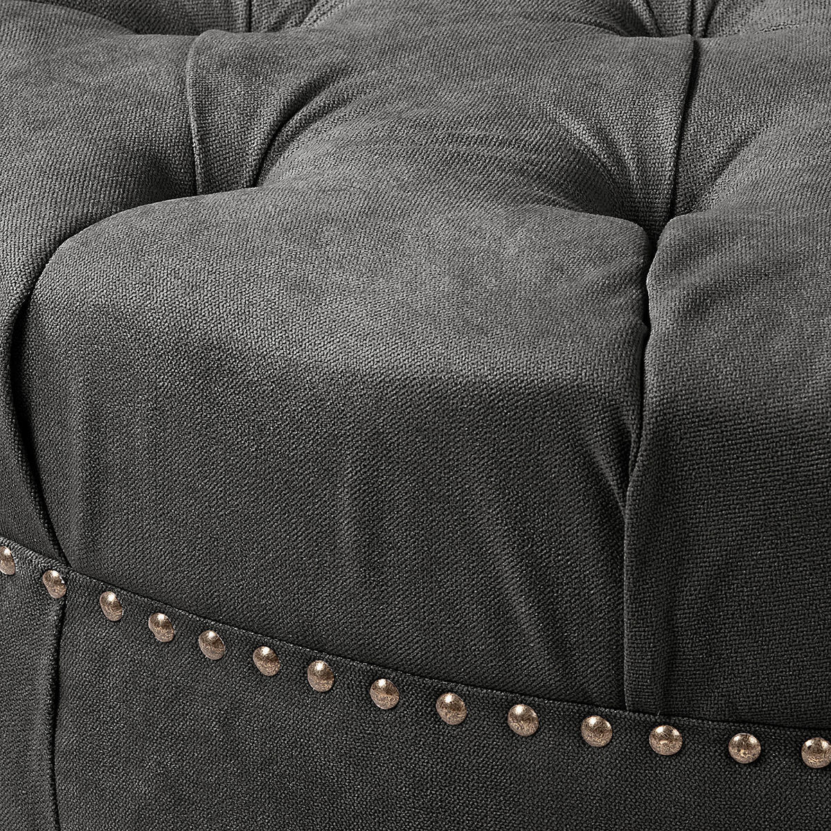 HOCKER Textil Dunkelgrau  - Dunkelgrau/Braun, Design, Holz/Textil (80/45/80cm) - Livetastic