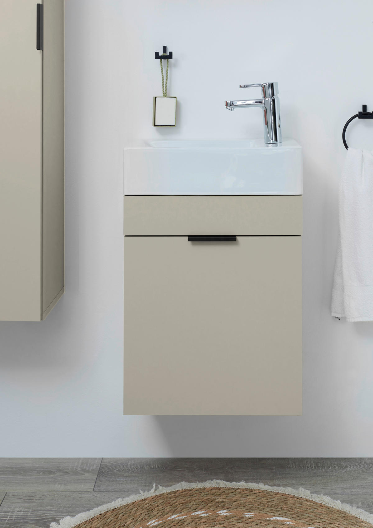 TVÄTTSTÄLL MED KOMMOD 45 cm  - vit/svart, Klassisk, metall/trämaterial (45cm) - home24