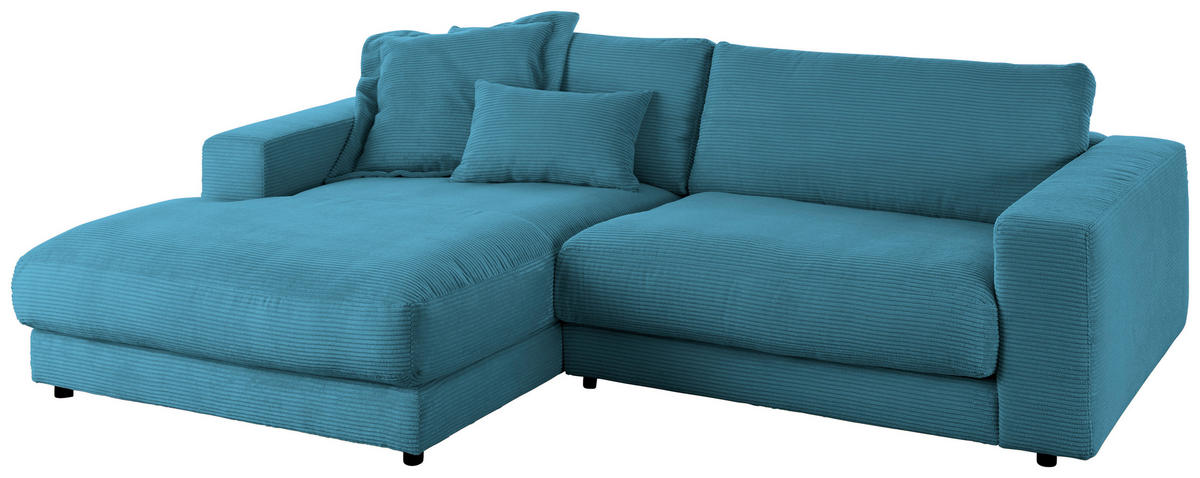 ECKSOFA in Cord Petrol  - Petrol/Schwarz, Design, Kunststoff/Textil (190/270cm) - Lomoco