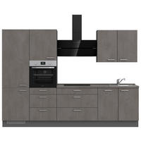 KÜCHENLEERBLOCK 300 cm   in Schieferfarben  - Schieferfarben/Edelstahlfarben, MODERN, Holzwerkstoff/Metall (300cm) - Nobilia