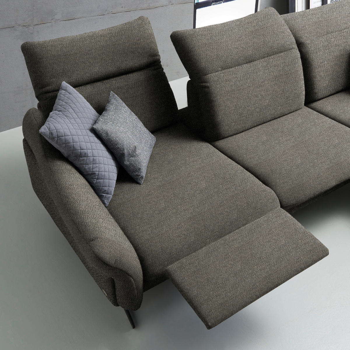 ECKSOFA in Webstoff Graubraun  - Anthrazit/Graubraun, Design, Textil/Metall (299/203cm) - Himolla