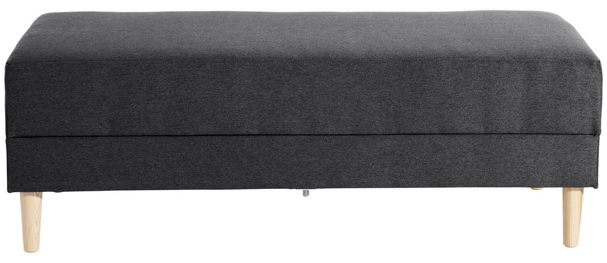 ECKSCHLAFSOFA inkl. Hocker  mit Schlafen auf Sitzhöhe Flachgewebe Graphitfarben  - Eschefarben/Graphitfarben, MODERN, Holz/Textil (223/152cm) - Max Winzer
