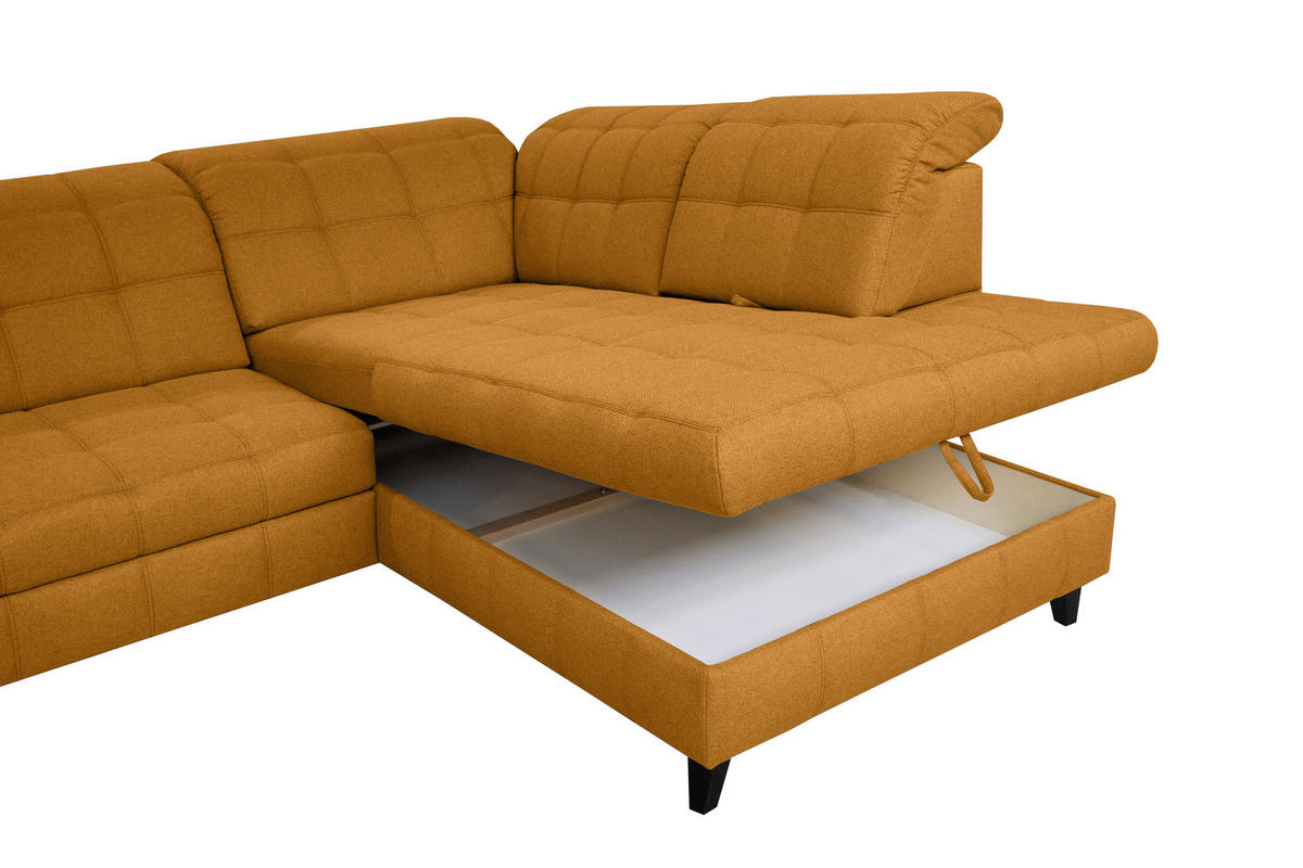 SAROKKANAPÉ textil sárga  - sárga/fekete, Design, textil/fa (297/216cm) - Xora