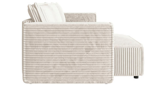 ECKSOFA Creme Cord Zierkissen, Rückenkissen, Schlaffunktion, Rücken echt  - Creme/Schwarz, MODERN, Kunststoff/Textil (153/350cm) - Xora