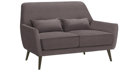 2-SITZER-SOFA in Mikrofaser Hellgrau  - Hellgrau/Schwarz, Trend, Holz/Textil (135/86/80cm) - Carryhome