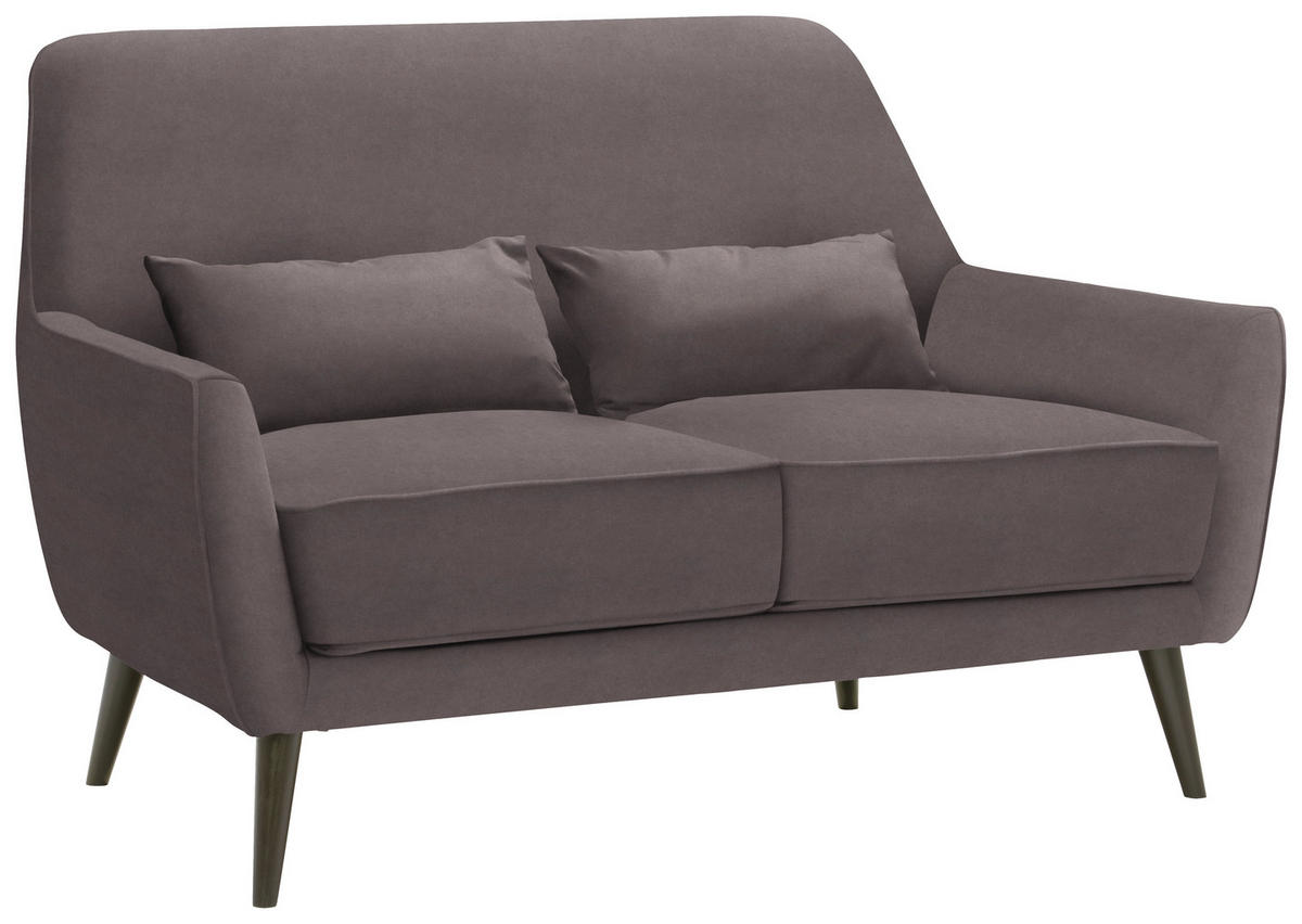 2-SITZER-SOFA in Mikrofaser Hellgrau  - Hellgrau/Schwarz, Trend, Holz/Textil (135/86/80cm) - Carryhome