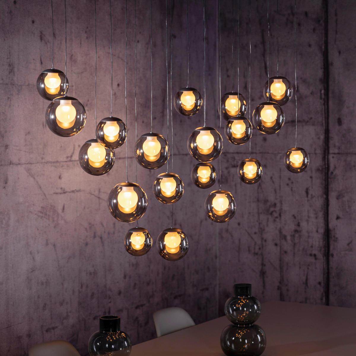 LED-HÄNGELEUCHTE 150/40/180 cm   - Anthrazit, Design, Glas/Metall (150/40/180cm) - Neuhaus PURE