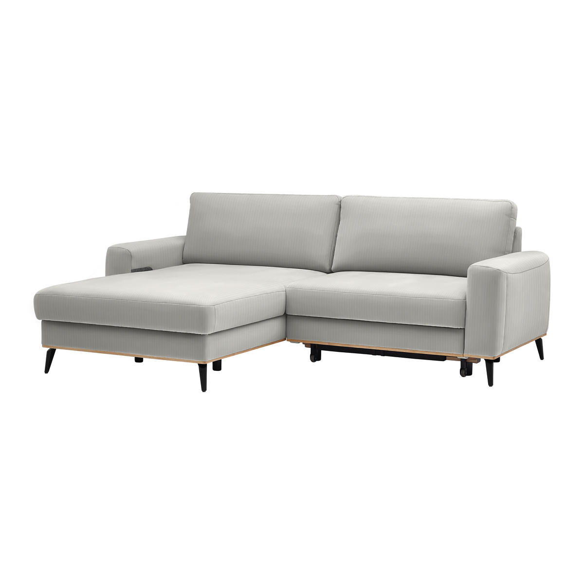 ECKSOFA Chenille, Cord Creme  - Creme/Schwarz, Konventionell, Holz/Textil (167/87/234cm) - MID.YOU