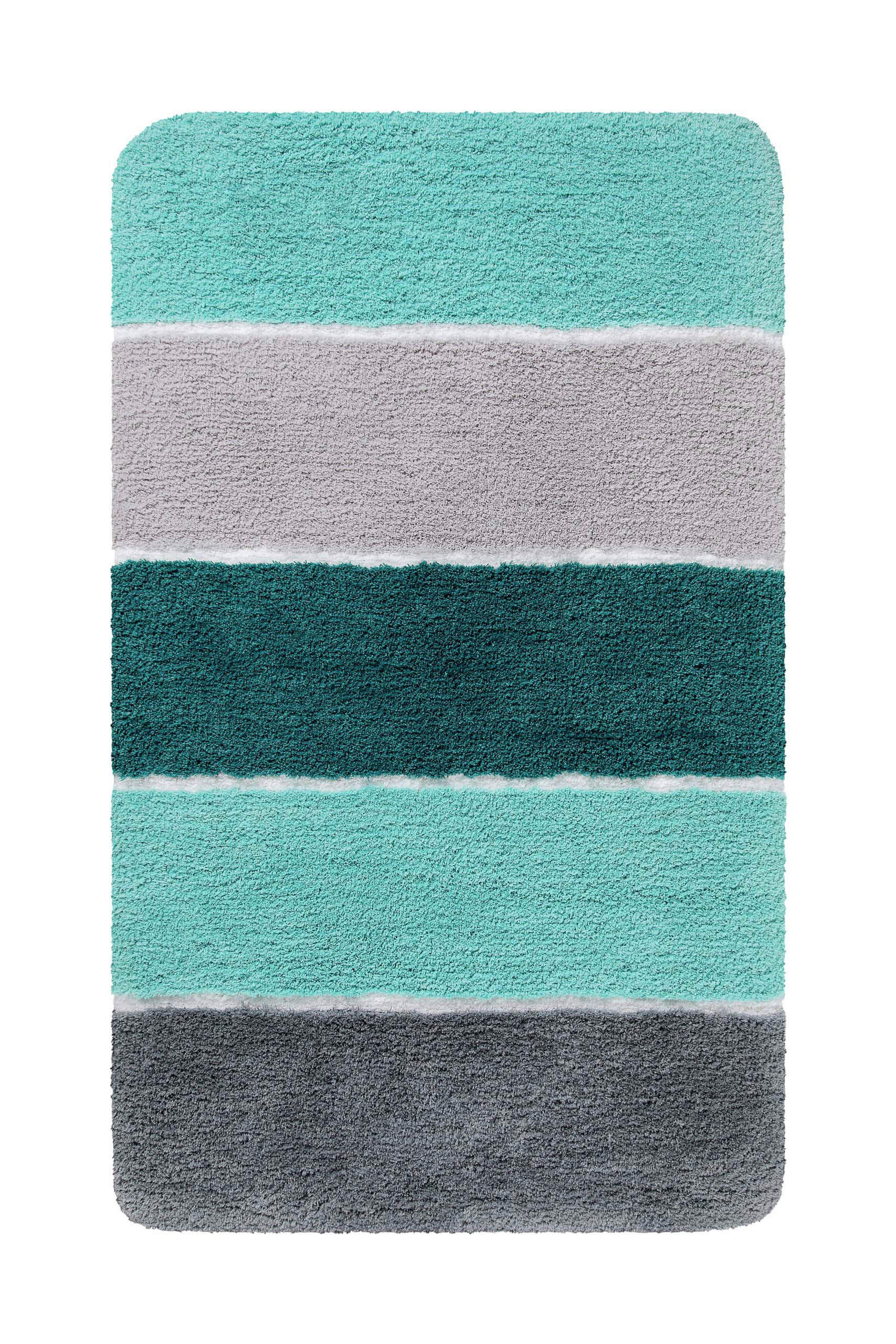 BADTEPPICH Grau, Grün, Türkis 70/120 cm  - Türkis/Grau, Basics, Kunststoff/Textil (70/120cm) - WECON HOME