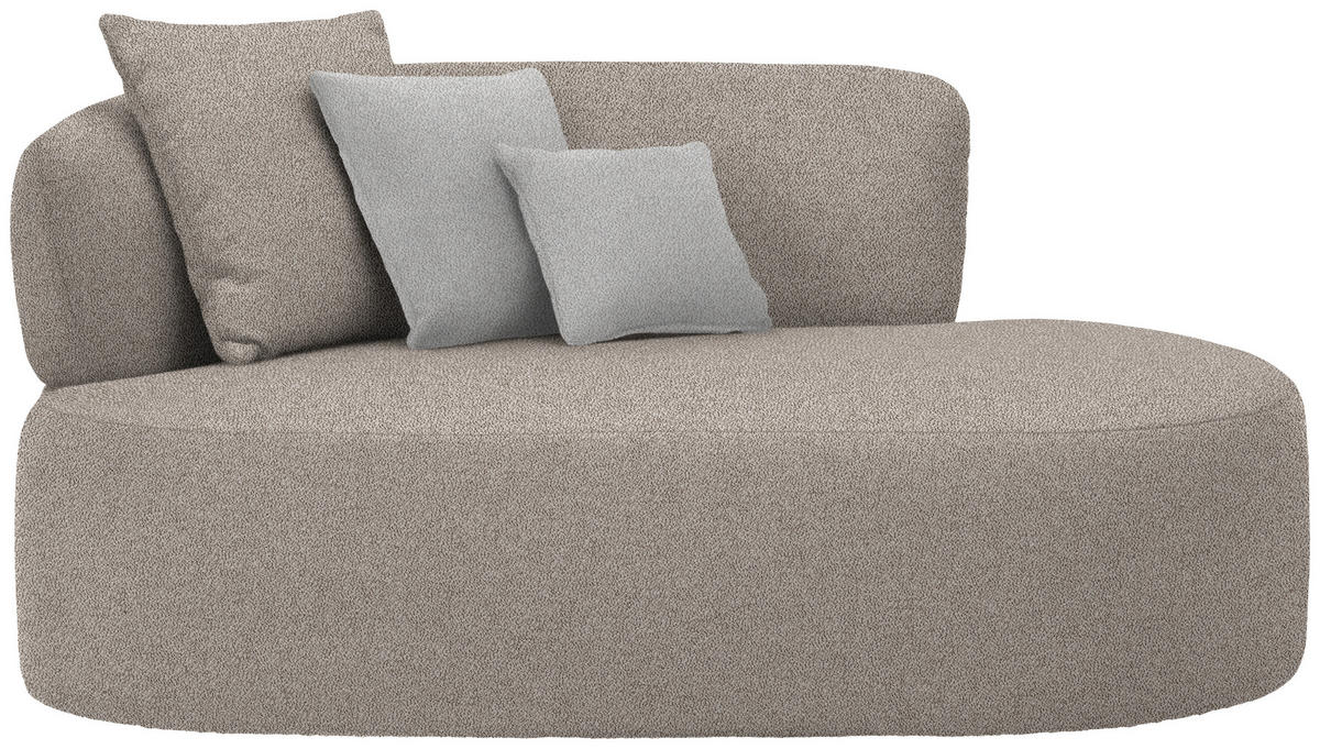 RÉCAMIERE in Plüsch Grau, Graubraun  - Graubraun/Schwarz, MODERN, Kunststoff/Textil (166/86/105cm) - Hom`in