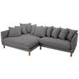 ECKSOFA Grau Chenille  inkl. Rückenkissen, Rücken echt  - Buchefarben/Grau, KONVENTIONELL, Holz/Textil (162/276cm) - Carryhome
