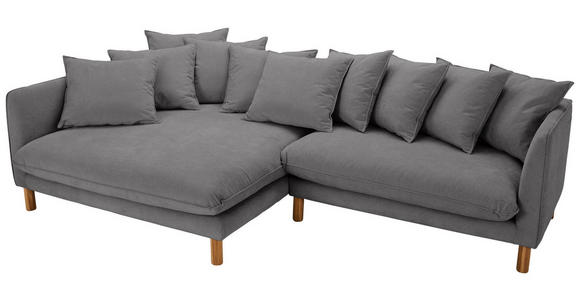 ECKSOFA Grau Chenille  inkl. Rückenkissen, Rücken echt  - Buchefarben/Grau, KONVENTIONELL, Holz/Textil (162/276cm) - Carryhome