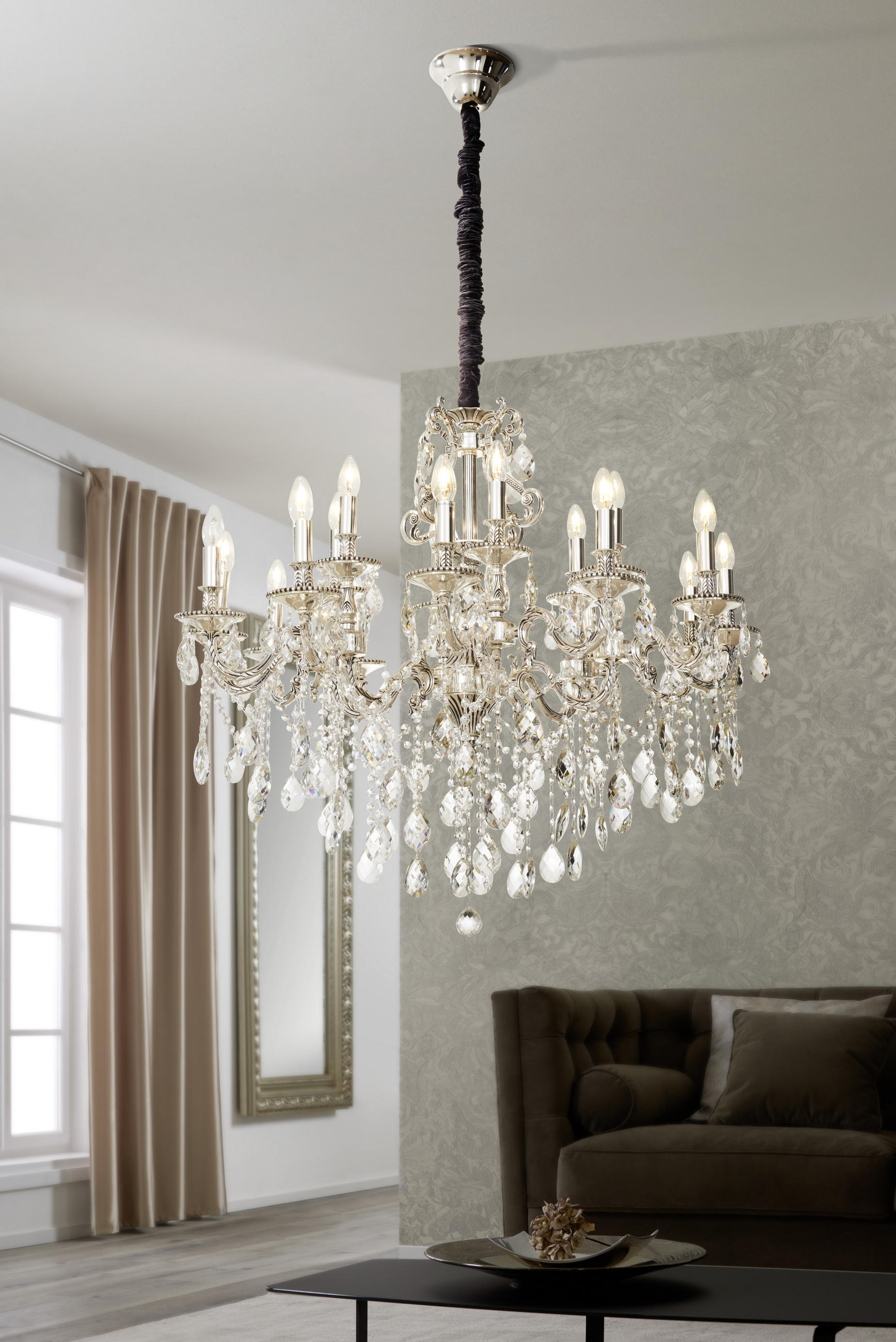 KRONLEUCHTER 96/402 cm   - Chromfarben, LIFESTYLE, Glas/Metall (96/402cm) - Glandor