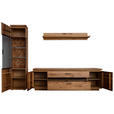 WOHNWAND 3-teilig  in Grau, Eichefarben  275/204/50 cm  - Eichefarben/Anthrazit, Natur, Glas/Holz (275/204/50cm) - Linea Natura